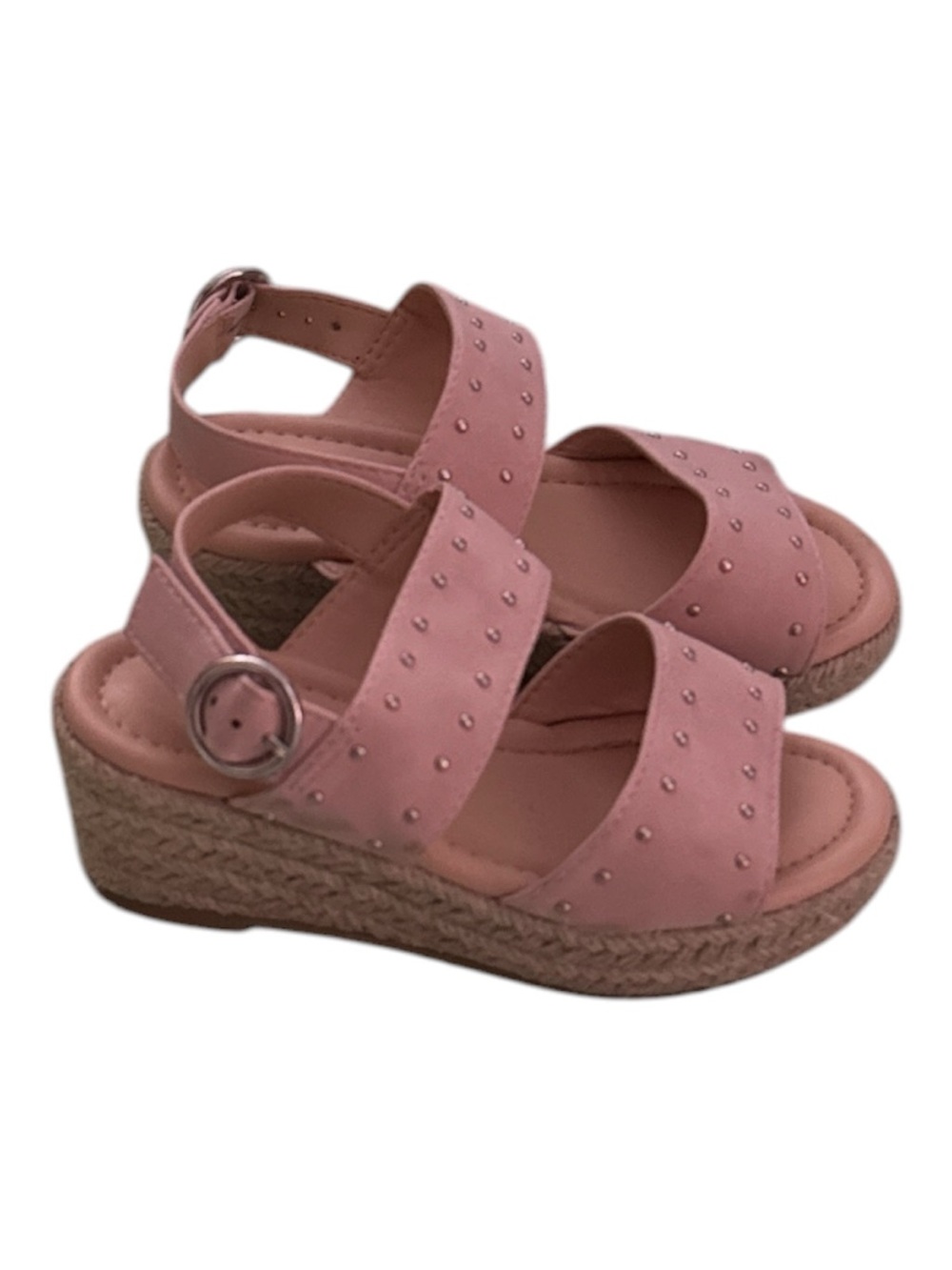 Girls Marc Fisher Pink Studded Espadrille Wedge Sandals